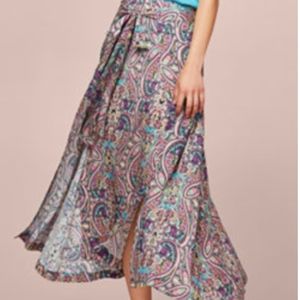 Tribal Paisley Print Long Skirt "Carwash" Style